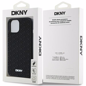 DKNY 3D Rubber Repeat Pattern ümbris jaoks iPhone 15 Plus - must