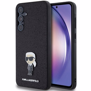 Karl Lagerfeld Fixed Glitter Ikonik Logo Metal Pin ümbris jaoks Samsung Galaxy A55 - must