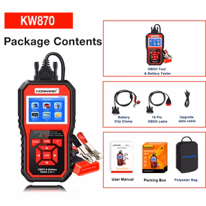 Konnwei KW870 OBD2 diagnostikaskanner ja akutester