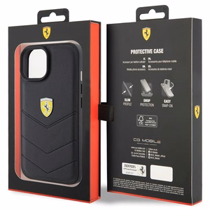 Ferrari Quilted Metal Logo ümbris jaoks iPhone 15 - must