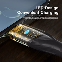 USB Kaabel Essager "Interstellar" Läbipaistev (must) "Type-C / Type-C" 200cm (up to 60W)