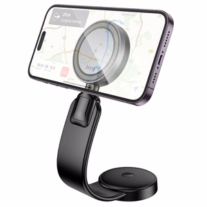 HOCO car Hoidja with Juhtmevaba charging jaoks center console compatible with MagSafe 15W HW29 must metal hall