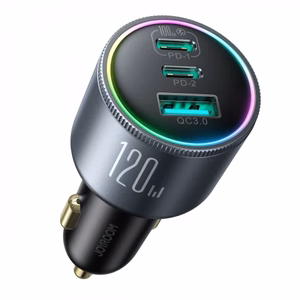 Autolaadija Joyroom JR-CCN07, hall, 100W (2xPD / 1xQC3.0) + Type-C / Type-C 100 cm kaabel