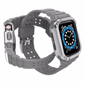 Protect Strap Ремешок для Apple Watch 38/40/41mm с бронированным чехлом - серый, серебряный