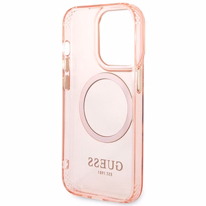 Guess GUHMP14XHTCMP iPhone 14 Pro Max 6.7" roosa/roosa hard ümbris kuldne Outline Translucent MagSafe