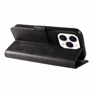 Leather Book Ümbris jaoks iPhone 16 Pro Max - must