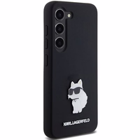Karl Lagerfeld Silicone Choupette Metal Pin ümbris jaoks Samsung Galaxy S23 - must
