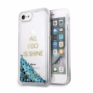 Guess GUHCP7GLUQBL iPhone 6/7/8 /SE 2020 / SE 2022 sinine/sinine kõva ümbris Liquid Glitter Party