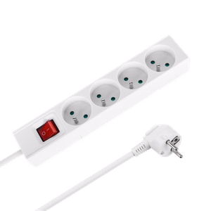 Rebel Prantsuse tüüpi pikendusjuhe, 4 pesa, 2 m, lülitiga, 3 x 1,5 mm, valge