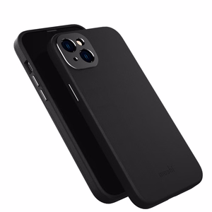 Moshi Napa ümbris seadmele iPhone 14 Plus, MagSafe'iga ühilduv, vegannahast, Midnight Black värvitoonis