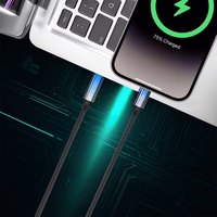 Blavec Kaabel Velox punutud - Typ C na Typ C - PD 240W 5A LED display 1,2 metra Apple CarPlay/Android Auto (CVE-CC5B12) must