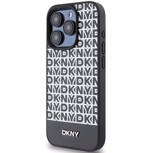 DKNY Leather Printed Pattern Metal Logo MagSafe Ümbris jaoks iPhone 15 Pro - Must