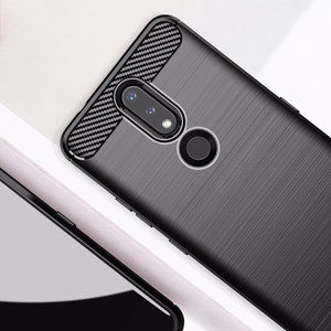 Carbon Case Paindlik kate TPU ümbris Nokia 2.4 musta värvi