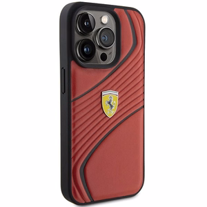 Ferrari Twist Metal Logo ümbris jaoks iPhone 15 Pro - punane