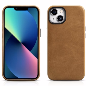 iCarer Oil Wax Premium Leather Case iPhone 14 Plus Magnetic Leather Case with MagSafe Brown (WMI14220703-TN)