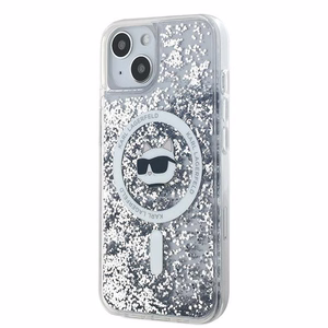Karl Lagerfeld Liquid Glitter Choupette Head MagSafe Ümbris jaoks iPhone 15 Plus / 14 Plus - läbipaistev
