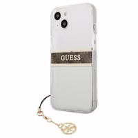 Guess GUHCP13SKB4GBR iPhone 13 mini 5.4" läbipaistev kõvakott 4G pruun rihmaga Charm