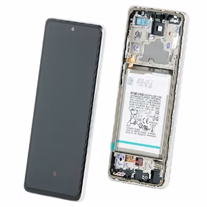 LCD ekraan Samsung A725/A726 A72 4G/5G 2021 puuteekraani, raami ja akuga valge originaal (service pack)