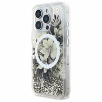 Guess Liquid Glitter Flower MagSafe iPhone 16 Pro Ümbris - Beige