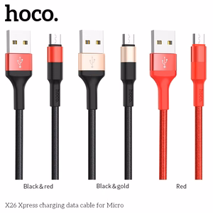 USB kaabel Hoco X26 microUSB 1.0m must-kuldne