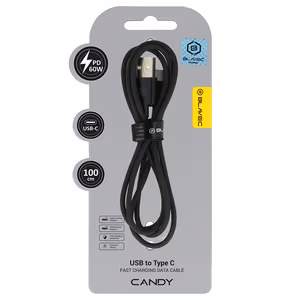Blavec Cable Candy плетёный - USB to Type C - PD 60W 3A 1 метр Apple CarPlay/Android Auto (CCA-UC3B10) черный