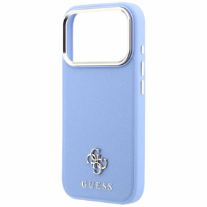 Guess Saffiano Small 4G & Classic Logo ümbris seadmele iPhone 18 Pro Max / 17 Pro Max, MagSafe-ühilduv – helesinine