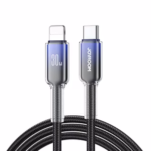 Joyroom S-A42 Crystal-Clear Series 30W USB-C - Lightning kaabel 1.2m - must