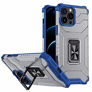 Crystal Ring Case прочный защитный чехол с подставкой для iPhone 13 Pro Max синий