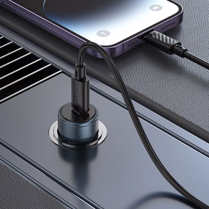 Автомобильное зарядное устройство Hoco USB C QC3.0 PD 30W + кабель USB C к Lightning Z57 металлический серый