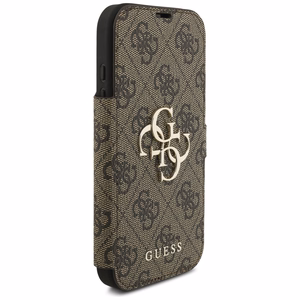 GUESS book ümbris jaoks IPHONE 17 Pro GUBKP17L4GMGBR (PU 4G Metal Logo) brown