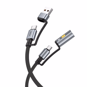 Kaabel All-in-one USB A / USB C to USB C / Auto suitsetaja pesa Hoco 3A 60W 1,2 m U138 must