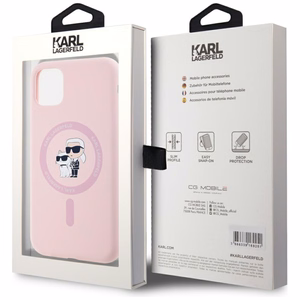 Karl Lagerfeld Silicone Karl&Choupette MagSafe iPhone 11 Ümbris - Roosa