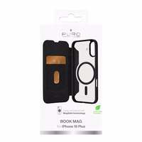 Puro Book Mag MagSafe Leather Ümbris with Flap and Card Slot jaoks iPhone 16 Plus - Must