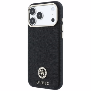 Guess Grained Round Strass Logo MagSafe ümbris iPhone 18 Pro Max / 17 Pro Max – must