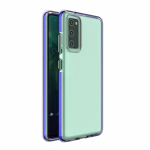 Spring Case läbipaistev TPU geelist kaitsekate värvilise raamiga Samsung Galaxy A72 4G tumesinine