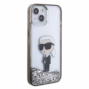 Karl Lagerfeld KLHCP15SLKKNSK iPhone 15 6.1" läbipaistev hardcase Liquid Glitter Ikonik