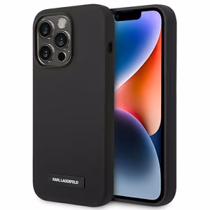 Karl Lagerfeld KLHMP14LSLMP1K iPhone 14 Pro 6,1" kõva silikoonümbris must Plaque MagSafe