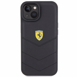 Ferrari Quilted Metal Logo ümbris jaoks iPhone 15 - must