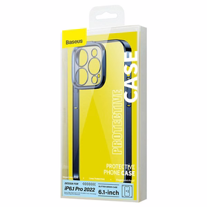 Baseus Glitter läbipaistev ümbris ja karastatud klaas komplekt iPhone 14 Pro jaoks (sinine)