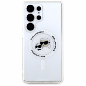 Ümbris Karl Lagerfeld Button Karl & Choupette Heads Printed Logo MagSafe Samsung Galaxy S25 Ultra valge