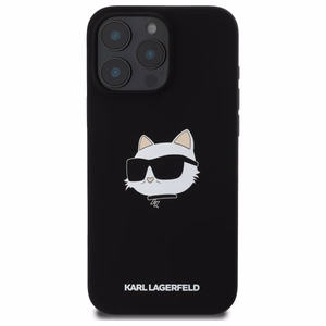 Karl Lagerfeld Silicone Choupette Head Print MagSafe iPhone 16 Pro Ümbris - Must