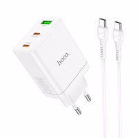 Phone Laadija Hoco 2 x USB C + USB A QC3.0 PD 3A 35W + Kaabel USB C to USB C N33 valge