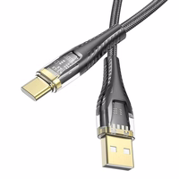 Kaabel USB A to USB C Hoco 2,4A 1,2 m U121 must läbipaistev