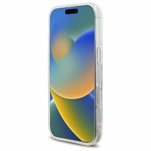 Guess IML Rhinestones MagSafe Ümbris jaoks iPhone 16 Pro - valge