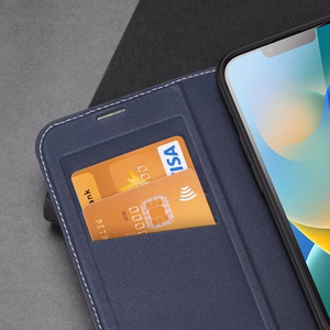 Dux Ducis Skin X2 ümbris iPhone 14 Plus'ile magnetilise klapiga ümbris sinine