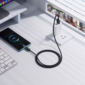 Cable with LCD USB A to USB C Hoco 3A 1,2 m U146 black