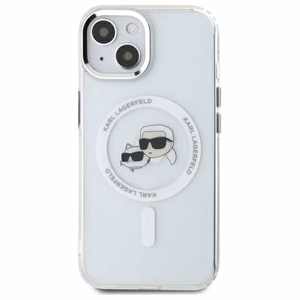 Karl Lagerfeld IML Metal Karl&Choupette Head MagSafe iPhone 14 Ümbris - valge
