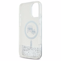 Karl Lagerfeld Liquid Glitter Karl & Choupette Head Magsafe iPhone 16 Plus Ümbris - Clear