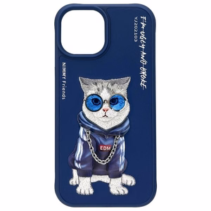 Nimmy Glasses Cool Cat Ümbris jaoks iPhone 15 - Sinine
