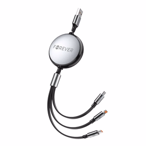 Forever 3in1 kaabel USB - Lightning + 2x USB-C 1,2 m 100W must
